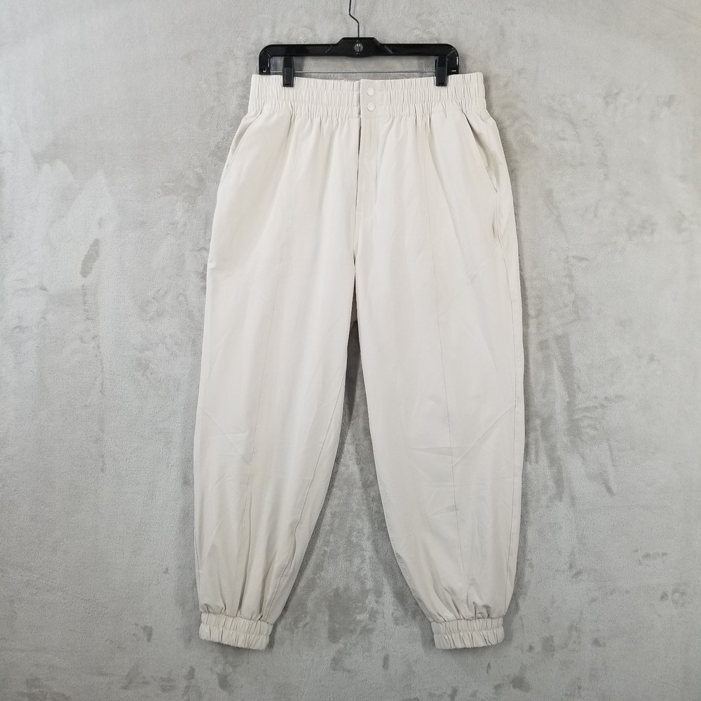 Abercrombie & Fitch Jogger Pants Women XL Ivory Windbreaker Baggy Athleisure Gym